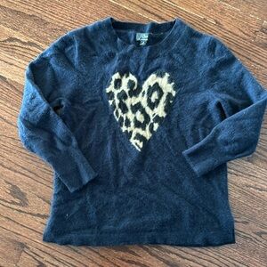 J. Crew beautiful 100% cashmere leopard heart